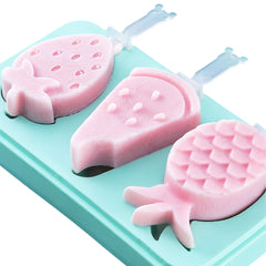 4 pcs Set Popsicles Mold Ice Cream Silicone Fruits