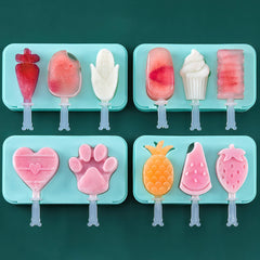 4 pcs Set Popsicles Mold Ice Cream Silicone Fruits