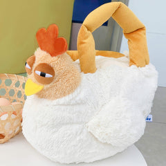 Suspicious Squint Eyes Chicken Plush Toy Handbag