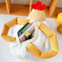 Suspicious Squint Eyes Chicken Plush Toy Handbag