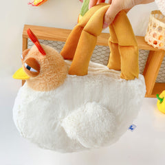 Suspicious Squint Eyes Chicken Plush Toy Handbag