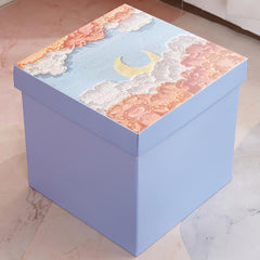 Tender Moon Oil Painting Light Blue Cardboard Art Gift Box