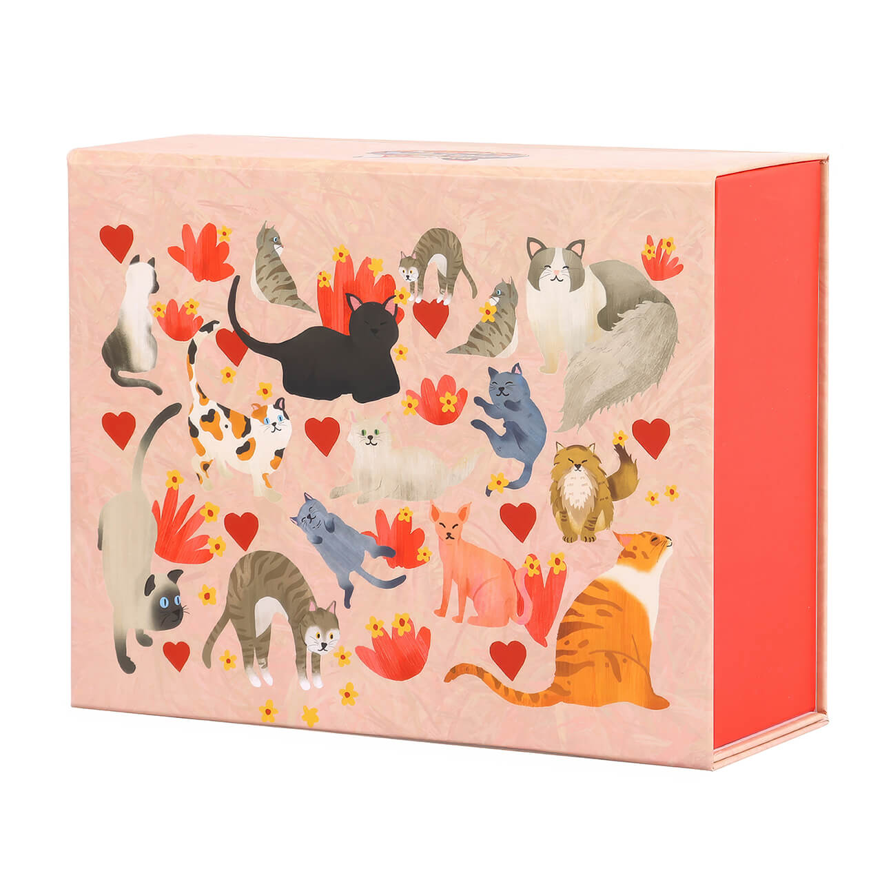 Valentine's Day Cats and Hearts Cardboard Gift Box