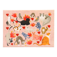 Valentine's Day Cats and Hearts Cardboard Gift Box