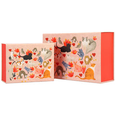 Valentine's Day Cats and Hearts Cardboard Gift Box